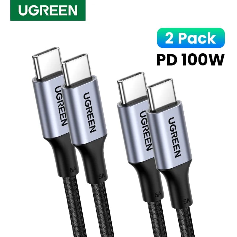 طقم من قطعتين كابلات USB-C إلى USB-C PD بقدرة 100 واط