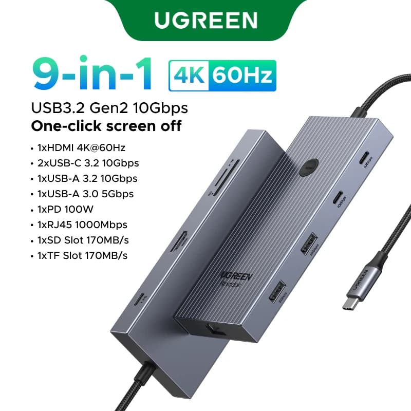محور USB-C بمنفذين HDMI و RJ45