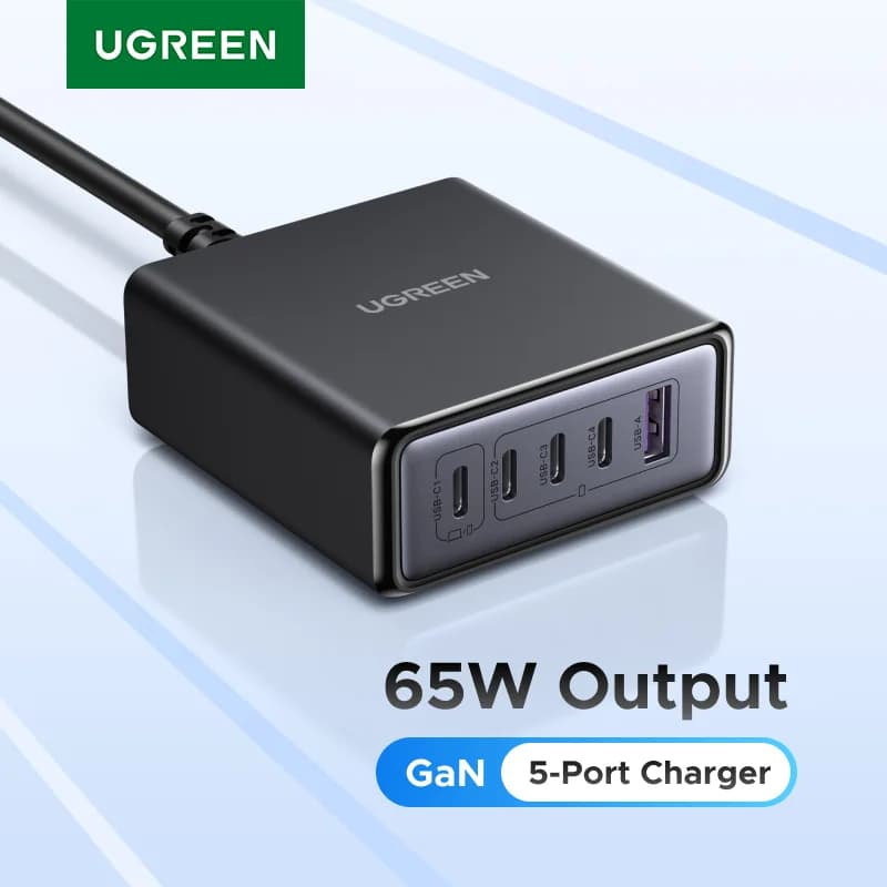 شاحن سطح مكتب GaN متعدد الاستخدامات (65W-100W) بتقنية PD وQC
