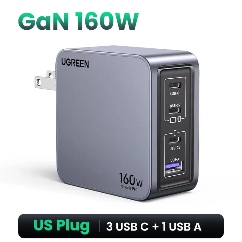 شاحن حائط USB-C GaN بقدرة 160 واط، PD3.1