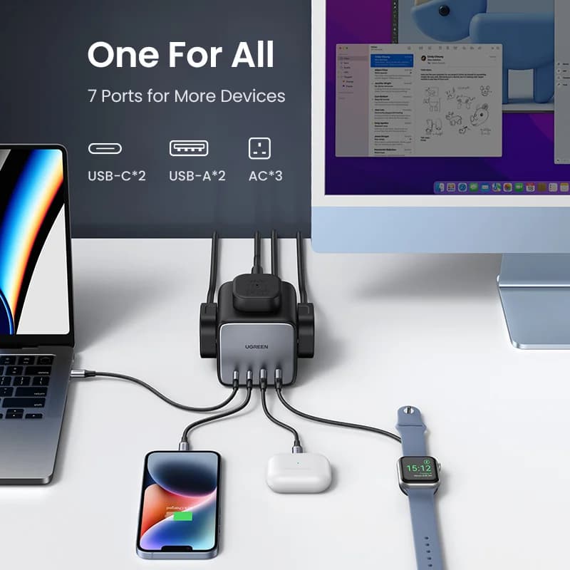 محطة شحن سطح المكتب GaN بقدرة 65W مع منفذ USB-C