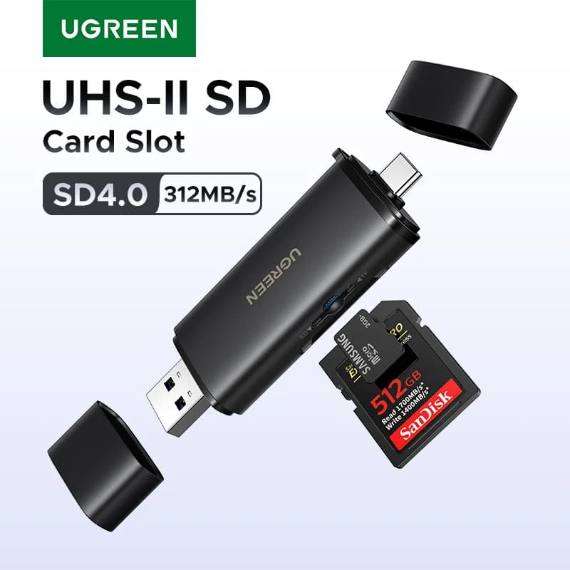 قارئ بطاقات SD 4.0 بمنفذ USB-C، سرعة 312 ميجابايت/ثانية