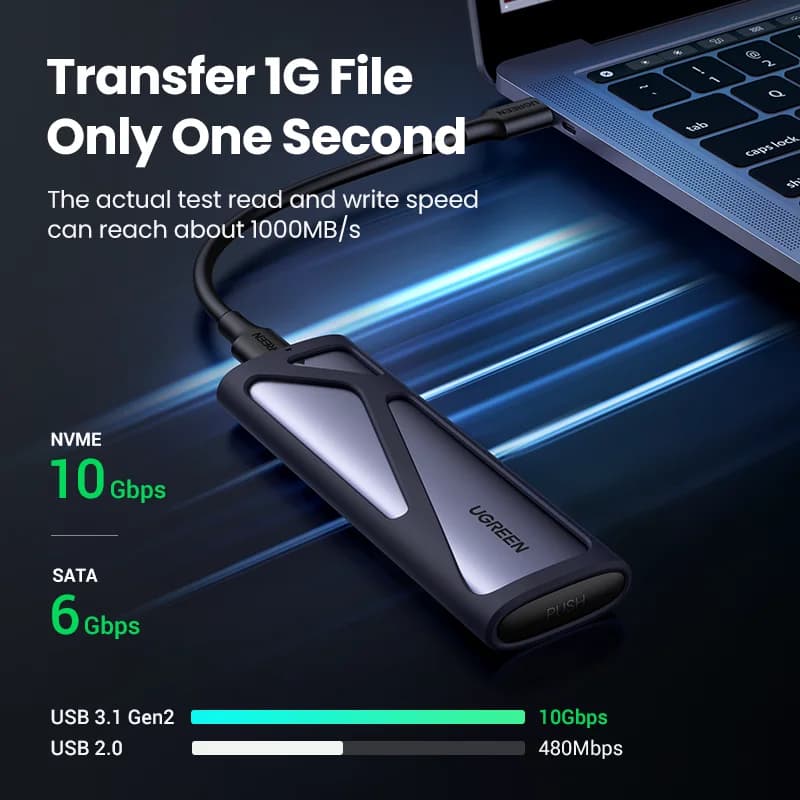 علبة SSD خارجية M.2 NVMe/SATA بروتوكول مزدوج