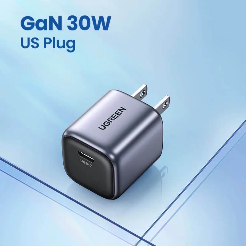 شاحن سريع GaN بمنفذ USB-C بقوة 30 واط مع دعم PD 3.0