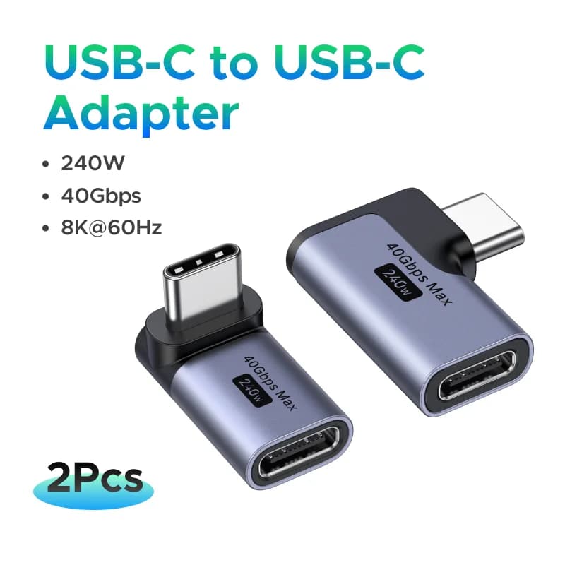 محول USB-C إلى USB-C زاوية قائمة - عبوة من قطعتين
