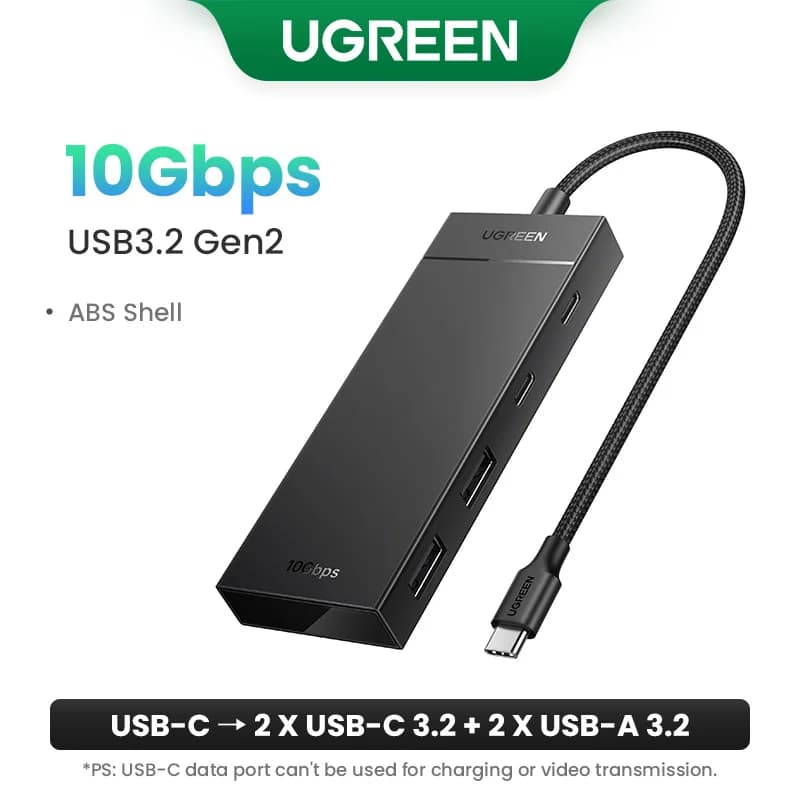 موزع USB-C بأربعة منافذ محوّل Type-C بسرعة 10Gbps