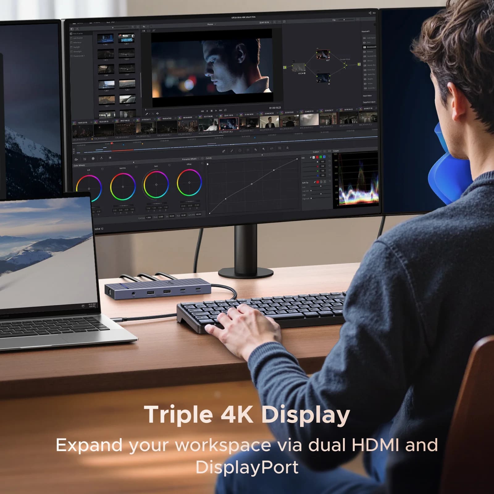 محور USB-C بمنفذين HDMI و RJ45