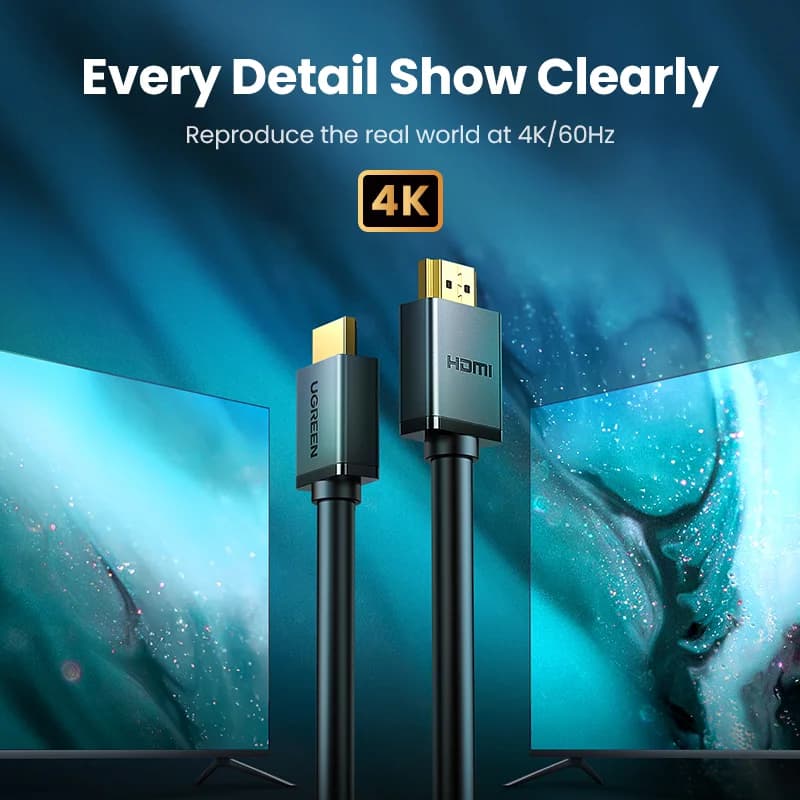 كابل HDMI عالي السرعة، 4K 60Hz، مطلي بالذهب