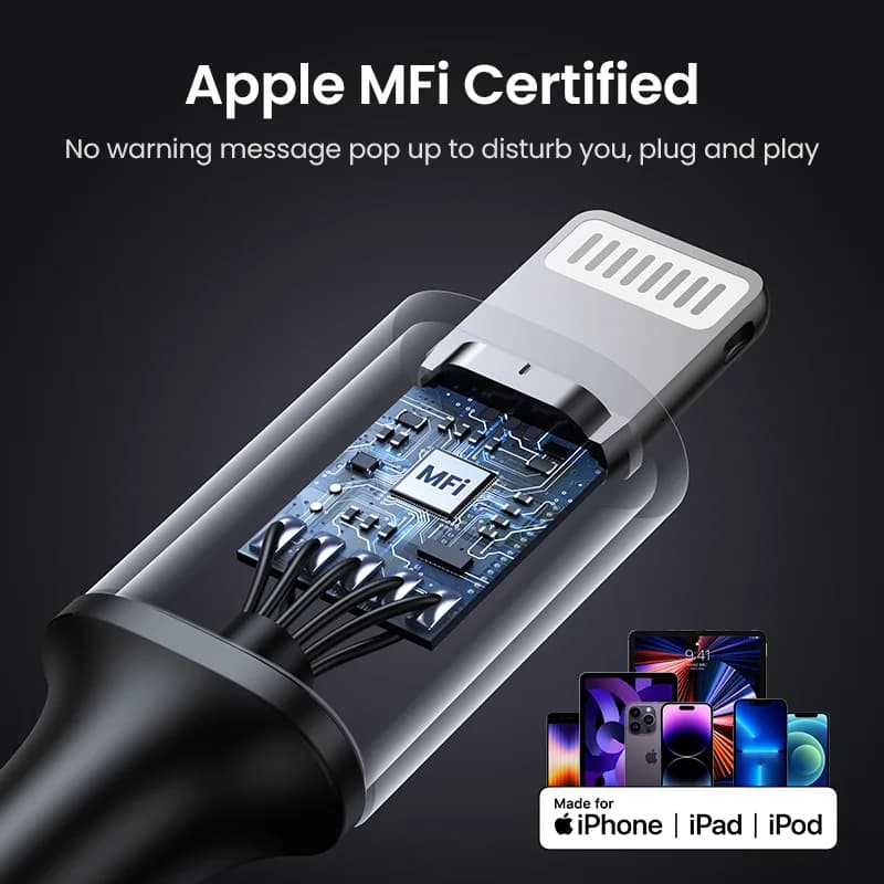 كابل USB-C إلى Lightning، شحن سريع 20 واط PD، معتمد MFi