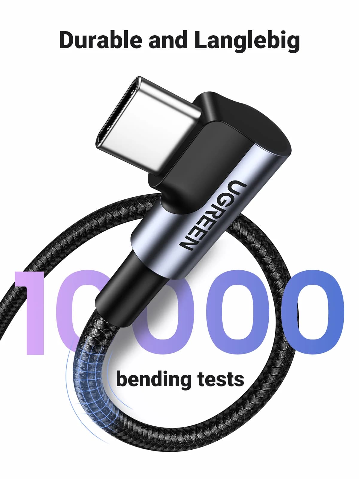 كابل USB-C إلى USB-C نايلون بزوايا 90 درجة