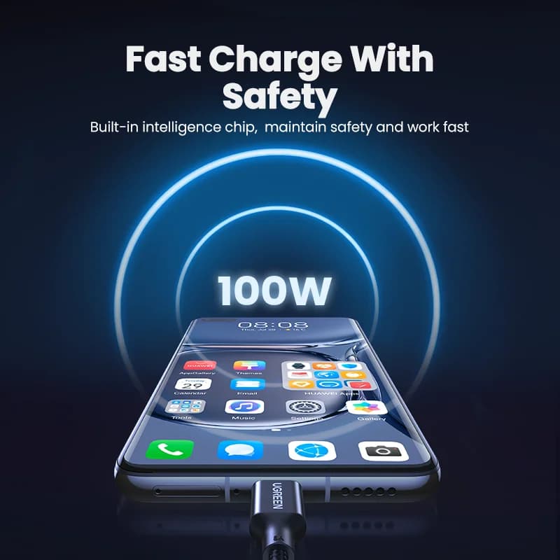 كابل شحن فائق السرعة 100W من USB-A إلى USB-C