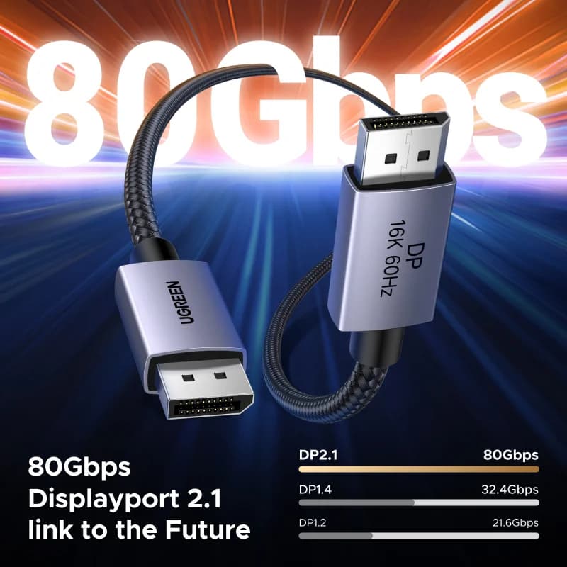 كابل DisplayPort 2.1، دعم فيديو 8K 60Hz HDR