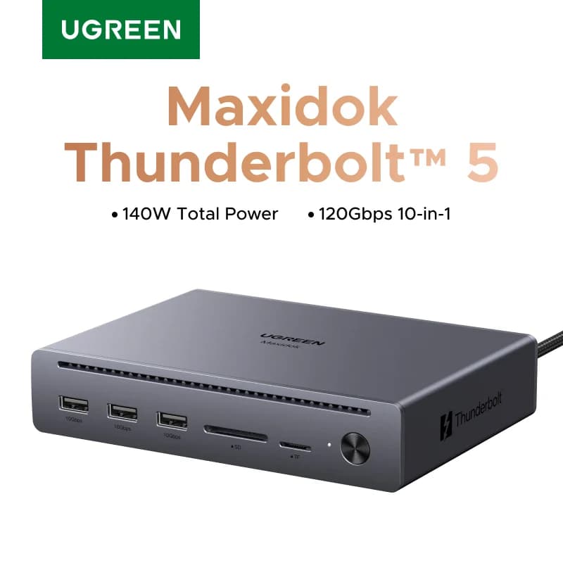 محطة إرساء Thunderbolt 5 متعددة الوظائف (10 في 1) بسرعة 120Gbps
