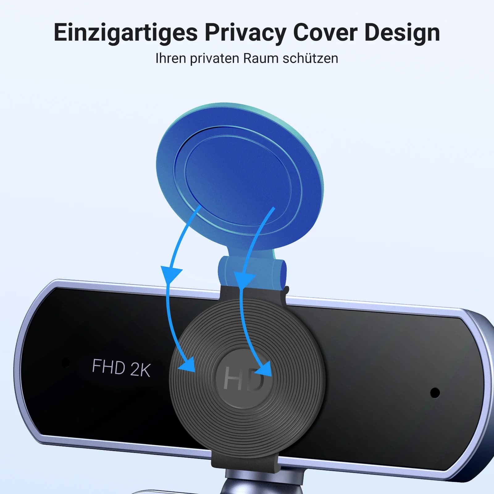كاميرا ويب USB صغيرة بدقة 2K HD مع ميكروفونات مزدوجة