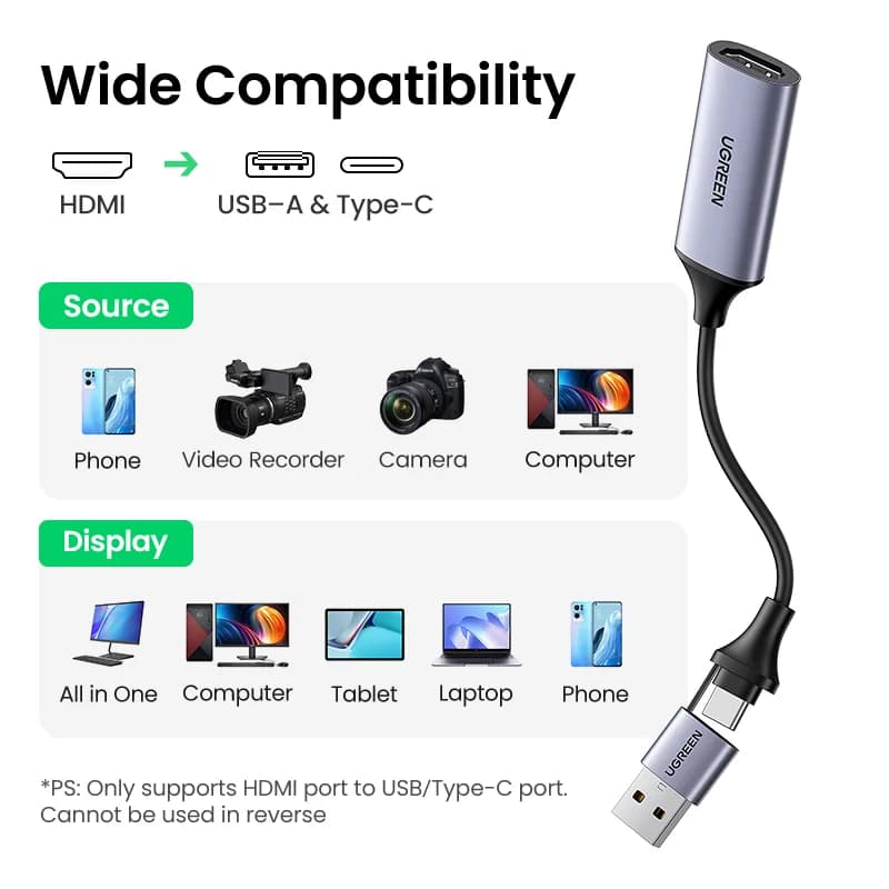 بطاقة التقاط فيديو HDMI إلى USB-C بدقة 4K