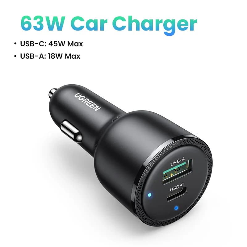 شاحن سيارة USB-C بقوة 63W مع دعم PPS