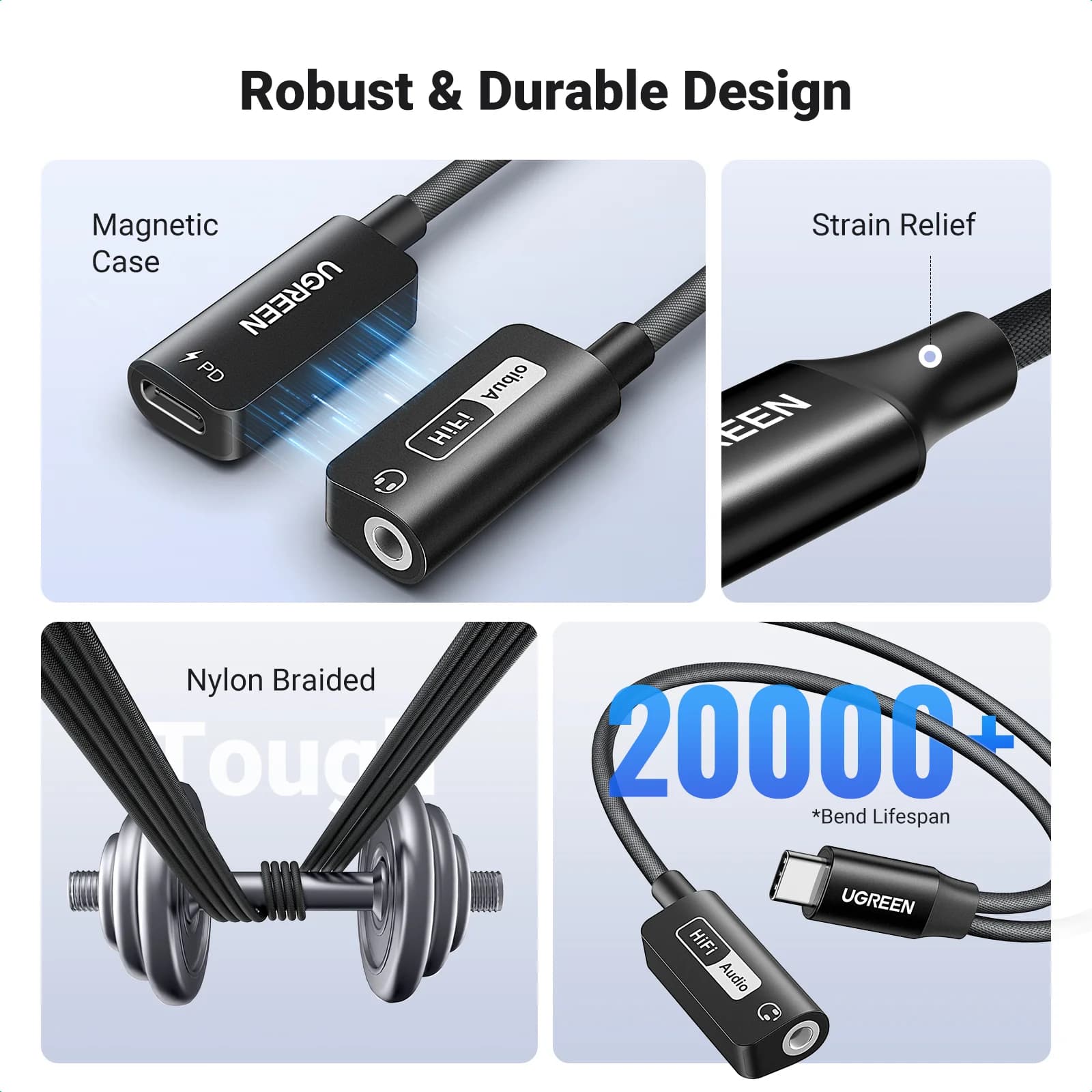 محول صوتي من USB-C إلى AUX 3.5mm مع شريحة DAC
