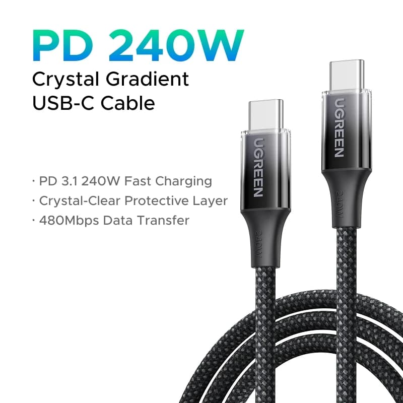 كابل شحن سريع مضفر USB-C بقوة 240W
