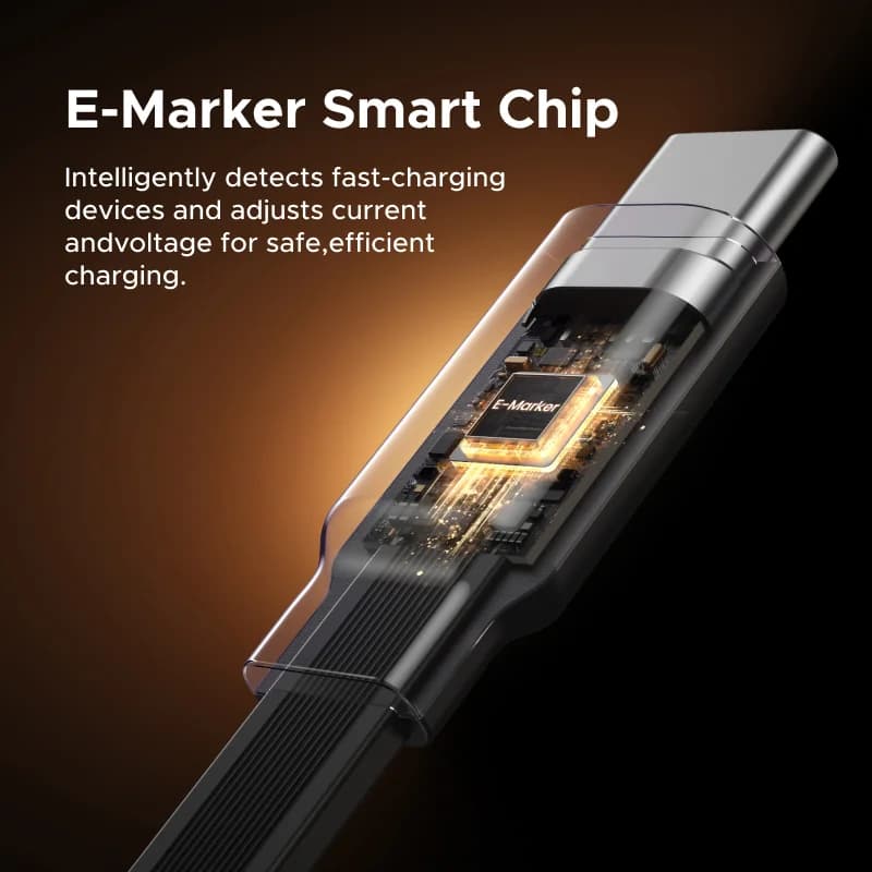 كابل شحن سريع قابل للسحب USB-C إلى USB-C بقوة 100 واط