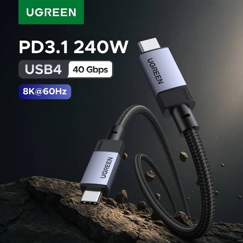 كابل USB4، شحن سريع 240 واط ونقل بيانات بسرعة 40 جيجابت/ثانية