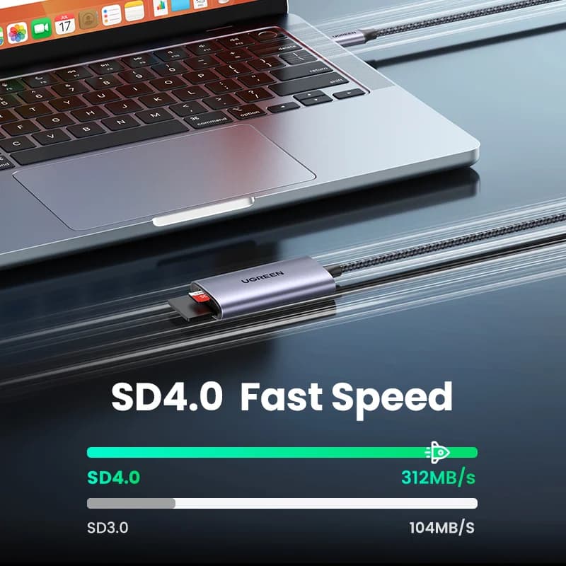 قارئ بطاقات SD و MicroSD منفذ USB-C، سرعة 312MB/s