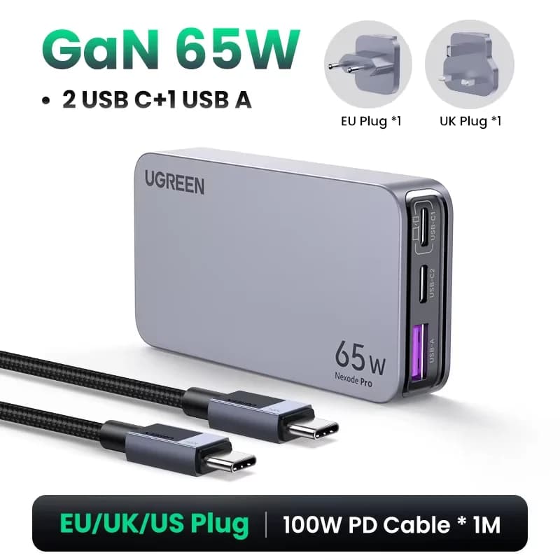 شاحن GaN USB-C بقوة 65 واط مع تقنية الشحن السريع 4.0