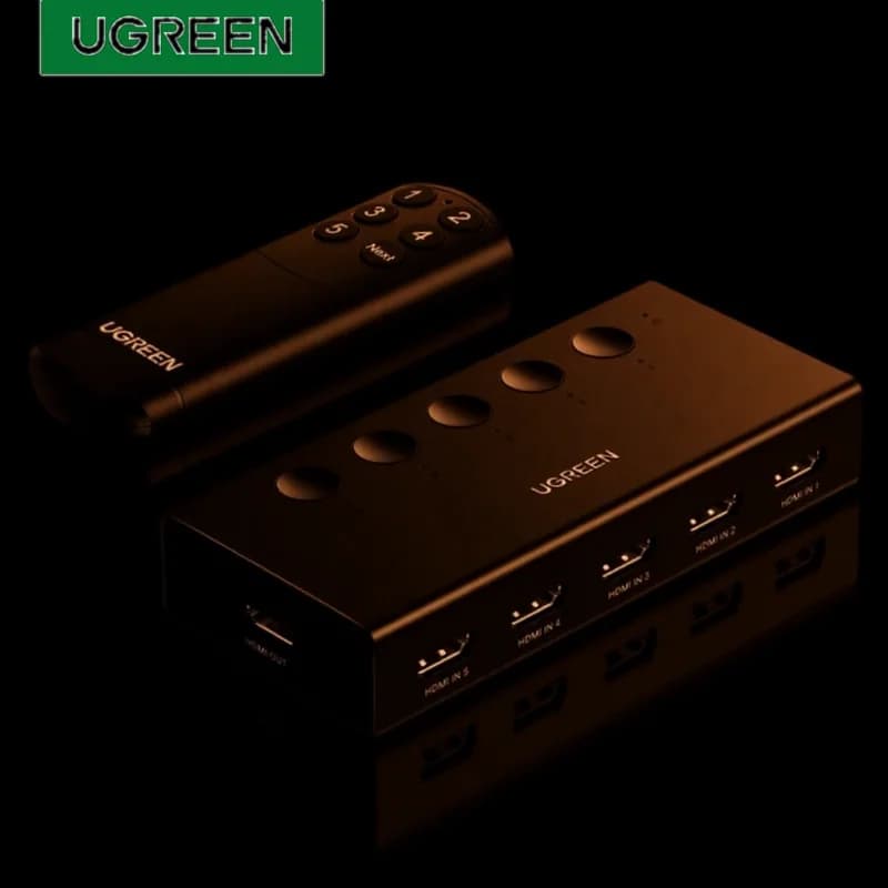 مبدل HDMI 4K بـ 5 منافذ مع جهاز تحكم عن بعد