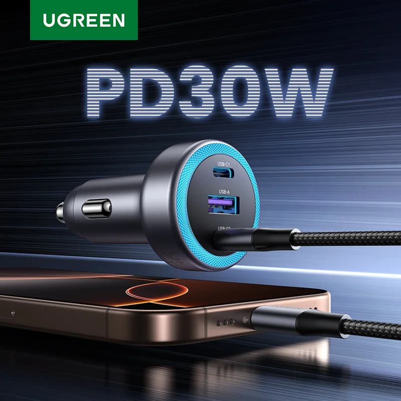 شاحن سيارة سريع USB-C بقدرة 30W