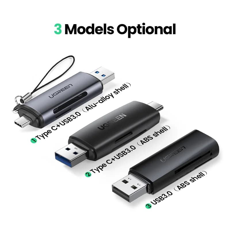 قارئ بطاقات SD/MicroSD بمنفذ USB 3.0 و USB-C