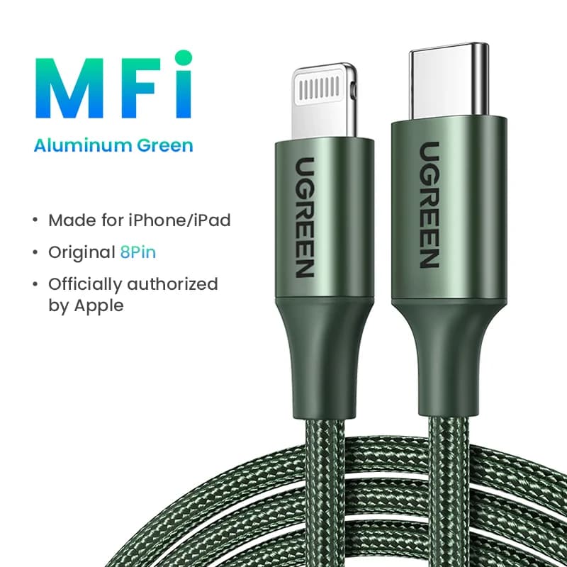 كابل USB-C إلى Lightning، شحن سريع 20 واط PD، معتمد MFi