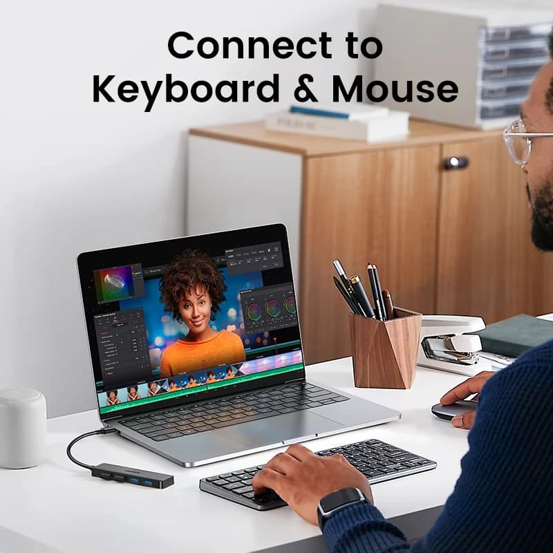 موزع USB Hub بأربعة منافذ USB 3.0 و USB-C