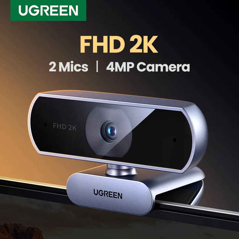 كاميرا ويب USB بدقة 2K HD مع ميكروفونين