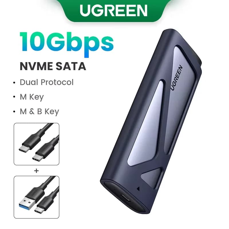 علبة حماية لقرص SSD M.2 NVMe/SATA، USB-C بسرعة 20Gbps