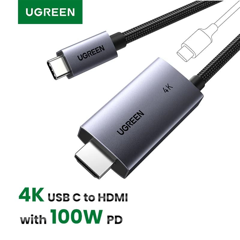 كابل USB-C إلى HDMI، 4K@60Hz، شحن سريع 100W، طول 2 متر