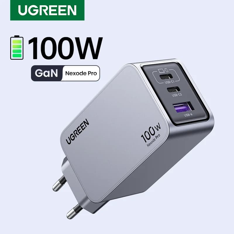 شاحن حائط GaN من USB-C بقدرة 100W، QC4.0