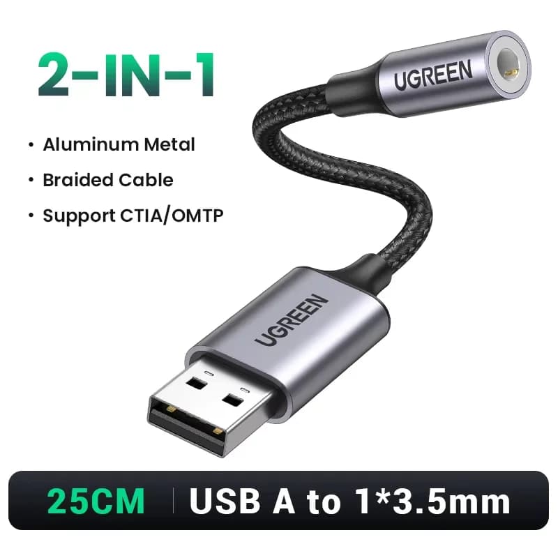 محول بطاقة صوت خارجية USB إلى 3.5mm