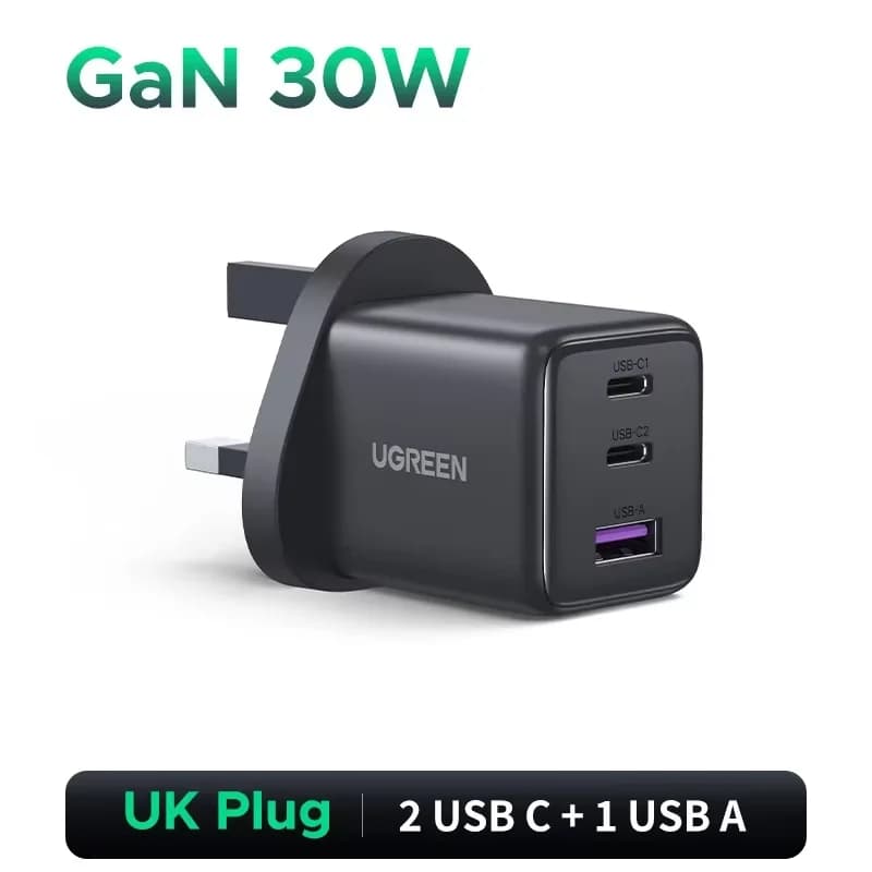 شاحن سريع USB-C بتقنية GaN بقدرة 45 واط، مقبس UK