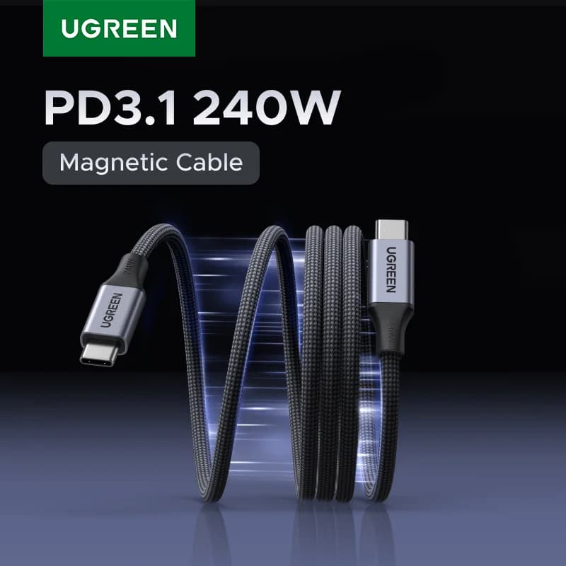 كابل شحن مغناطيسي مجدول USB-C بقدرة 240W