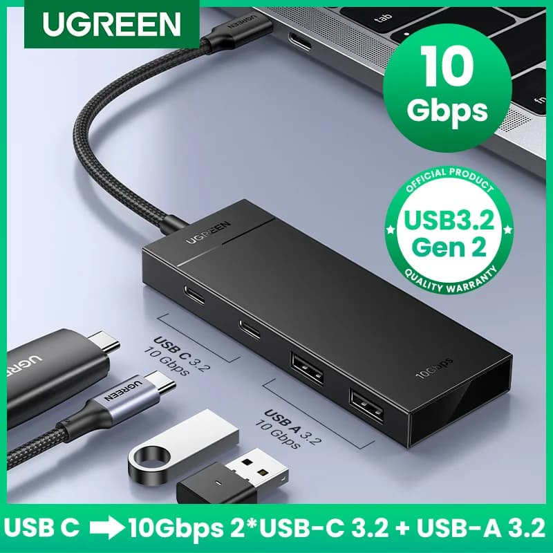 موزع USB-C بأربعة منافذ محوّل Type-C بسرعة 10Gbps