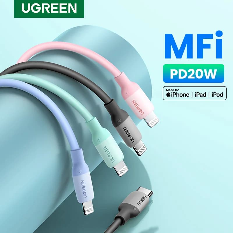 كابل شحن سريع من USB-C إلى Lightning بسيليكون معتمد MFi