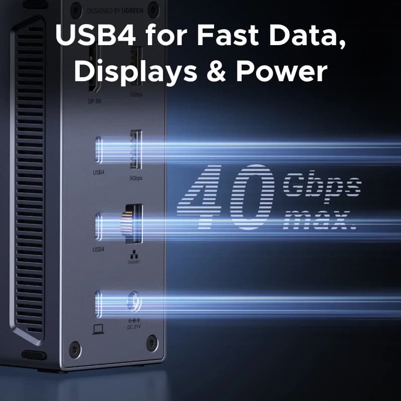 محطة إرساء USB4 بشاشة 8K وسرعة 40Gbps