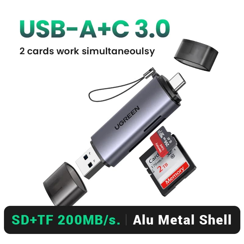 قارئ بطاقات SD/MicroSD بمنفذ USB 3.0 و USB-C
