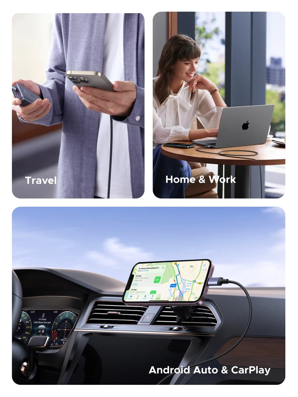 كابل شحن سريع USB-C بقوة 100 واط، 5 أمبير